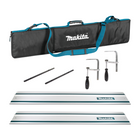 Guida Makita per seghe 1000 mm 2 pezzi ( 2x 199140-0 ) + 2x connettori per guida + 2x morsetti a vite + borsa per guida portatile