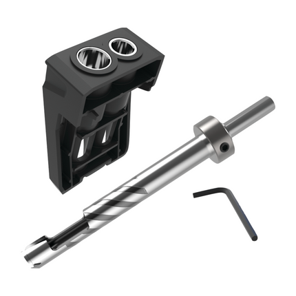 Dima per fori da tasca KREG 720 Dima per fori da tasca ( KPHJ720 ) + dima di foratura per tasselli + trapano a colonna + punta + viti