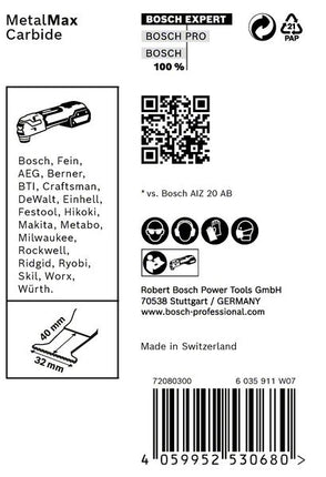 Bosch EXPERT AIZ 32 AIT Lama per sega ad affondamento Starlock 32 x 40 mm - 10 pz. ( 2608900016 ) per Metall Carbide MetalMax