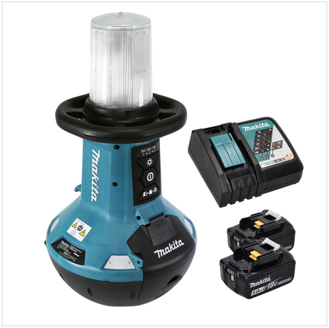 Makita DML 810 RT Luce LED a batteria 18 / 36 V ( 2 x 18 V ) 5500 lm IP54 + 2x batteria 5,0 Ah + caricabatteria