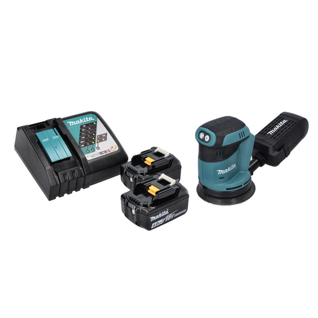 Makita DBO 180 RM Akku Exzenterschleifer 18 V 125 mm + 2x Akku 4,0 Ah + Ladegerät - Toolbrothers