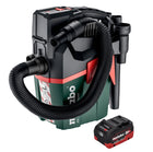 Metabo AS 18 L PC Aspirapolvere compatto a batteria 18 V 6 l IPX4 classe di polvere L bagnato e asciutto + 1x batteria ricaricabile 8,0 Ah - senza caricabatterie