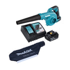 Makita DUB 185 RT1 Soffiatore a batteria 18 V + 1x batteria 5,0 Ah + caricabatteria + sacco di raccolta