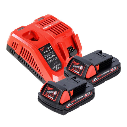 Milwaukee M18 BOS125-202 FC Akku Exzenterschleifer 18 V 125 mm + 2x Akku 2,0 Ah + Ladegerät