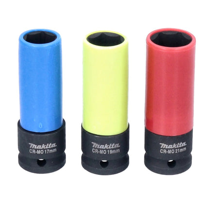 Makita Set di bussole lunghe per KFZ 1/2' - quadro - 17 / 19 / 21 mm - 3 pz. (E-12354)