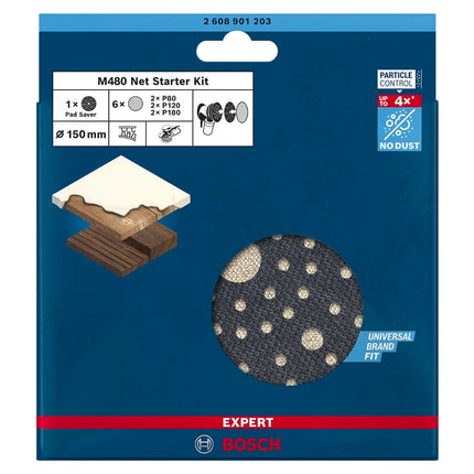 Bosch Expert M480 Starter Set Netzstruktur Schleifblatt Set 7 tlg. 150 mm ( 2608901203 ) Netzschleifmittel für Exzenterschleifer