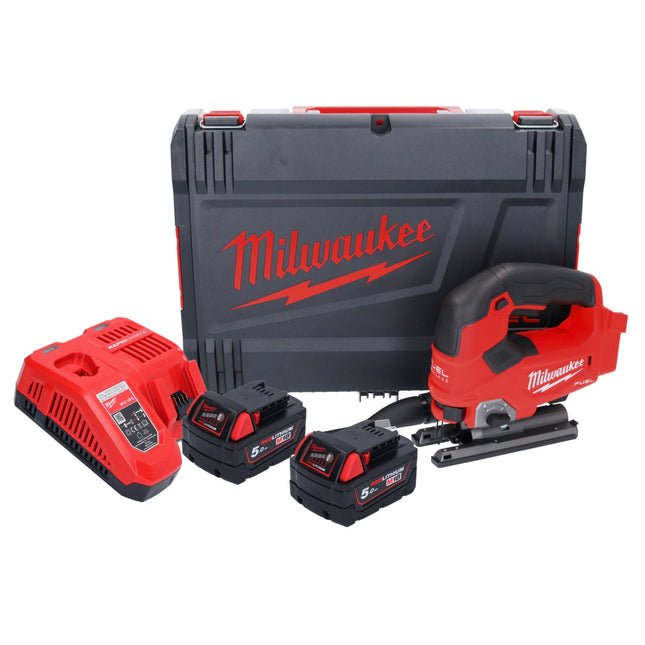 Seghetto alternativo a batteria Milwaukee M18 FJS-502X 18 V 25 mm brushless ( 4933464727 ) + 2x batteria 5,0 Ah + caricabatterie + scatola HD