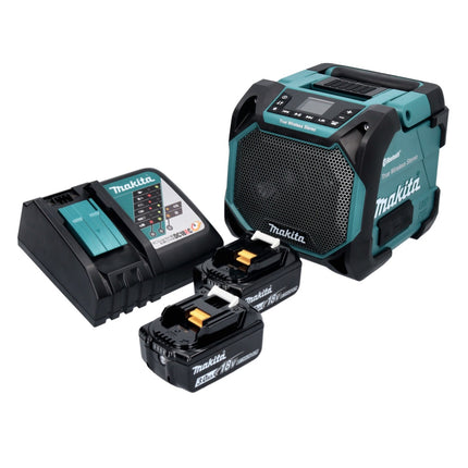 Makita DMR 203 RF altoparlante Bluetooth 12 V 18 V IP64 + 2x batteria ricaricabile 3,0 Ah + caricabatterie