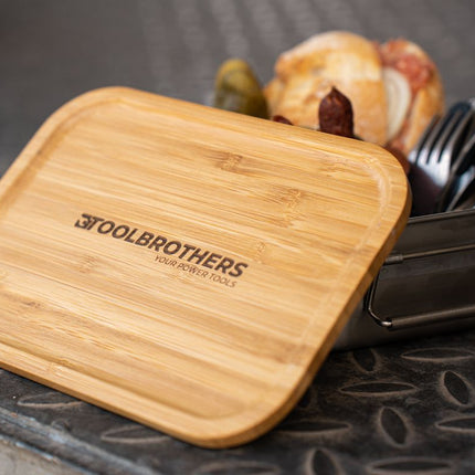 Toolbrothers Fan Edelstahl Brotdose mit Bambus Deckel 1200 ml, Lunchbox für Erwachsene und Kinder, Brotzeit, Vesperbox für Schule Arbeit Picknick Reisen - Toolbrothers