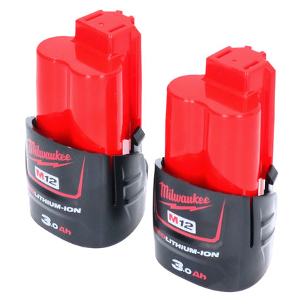 Set di batterie Milwaukee 2x M12 B3 12 V 3,0 Ah / 3000 mAh Li-Ion ( 2x 4932451388 )