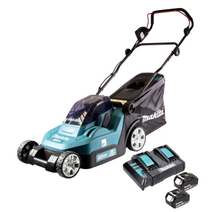 Rasaerba a batteria Makita DLM 382 CM2 36 V ( 2x 18 V ) 38 cm 40 L + 2x batteria 4,0 Ah + doppio caricatore
