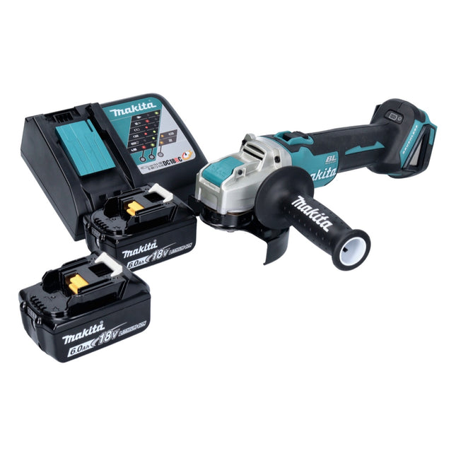 Smerigliatrice angolare a batteria Makita DGA 521 RGX1 18 V 125 mm X-LOCK Brushless + 2x batteria ricaricabile 6,0 Ah + caricabatterie