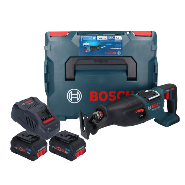 Sega alternativa a batteria Bosch GSA 18V-28 18 V BITURBO Brushless + 2x batteria ProCORE 8,0 Ah + caricabatterie + L-Boxx
