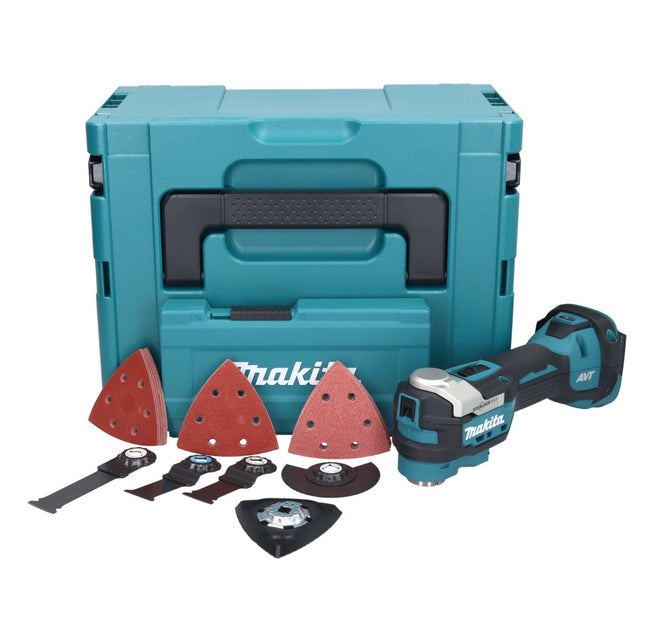 Makita DTM 52 ZJX4 utensile multifunzione a batteria 18 V Starlock Max Brushless + set di accessori da 35 pezzi + Makpac - senza batteria, senza caricabatterie