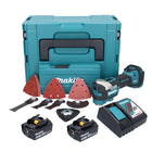 Utensile multifunzione a batteria Makita DTM 52 RTJX4 18 V Starlock Max Brushless + 2x batteria 5,0 Ah + caricabatterie + set di accessori + Makpac