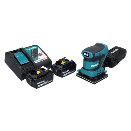 Levigatrice orbitale a batteria Makita DBO 480 RG 18 V 112 x 102 mm + 2x batteria ricaricabile 6,0 Ah + caricabatterie