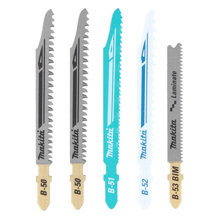 Seghetto alternativo a batteria Makita DJV 180 ZJ 18 V + set di lame per seghetto alternativo da 5 pezzi + Makpac - senza batteria, senza caricabatterie