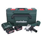 Smerigliatrice angolare a batteria Metabo W 18 7-125 18 V 125 mm + 2x batteria 4,0 Ah + caricatore + metaBOX ( 602371510 )