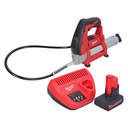 Milwaukee M12 GG-501 ingrassatore a batteria 12 V 562 bar + 1x batteria ricaricabile 5,0 Ah + caricatore