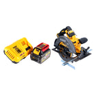DeWalt DCS 575 T1 Sega circolare manuale a batteria 54 V FlexVolt 190 mm Brushless + 1x batteria 6,0 Ah + caricabatterie