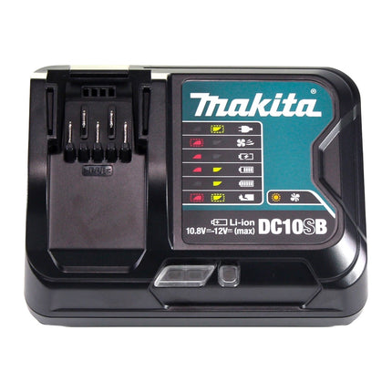 Kit alimentazione Makita 4x BL 1021 B batteria 12 V max. 2,0 Ah CXT ( 4x 197396-9 ) + caricabatteria DC 10 SB ( 197363-4 ) + Makpac