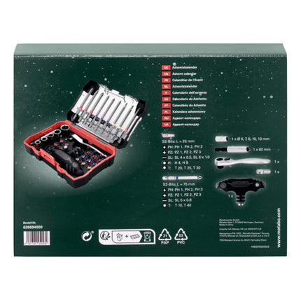 Metabo Adventskalender mit 31 tlg. Werkzeug Set ( 626694000 ) Bits / Stecknüsse / Ratsche