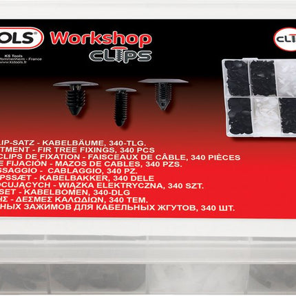 KS TOOLS Befestigungs-Clip-Satz für Kabelbäume, 340-tlg ( 420.0900 ) - Toolbrothers