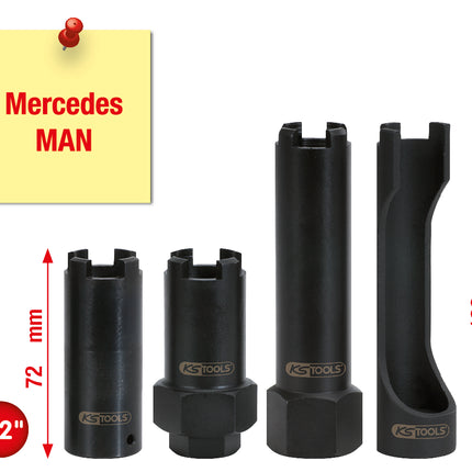 KS TOOLS Druckschrauben-Zapfenstecknuss-Satz für Mercedes und MAN, 4-tlg ( 455.0000 ) - Toolbrothers