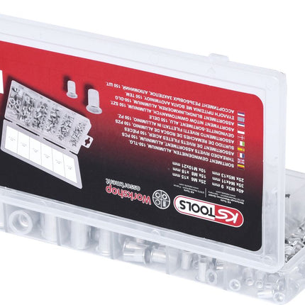 KS TOOLS Sortiment Gewindenieten, Aluminium, M3x9mm-M10x21mm, 150-tlg ( 970.0620 ) - Toolbrothers