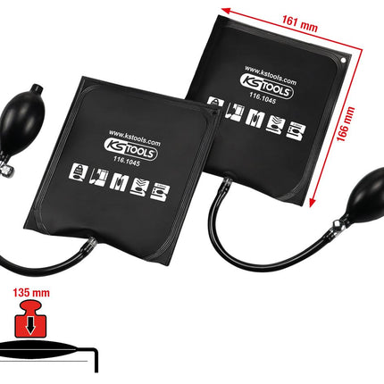 KS TOOLS Druckkissen-Satz mit Handpumpe, 2-tlg, 161x166mm ( 116.1045 ) - Toolbrothers