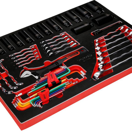 KS TOOLS Schraubenschlüssel- / und Kraft-Stecknuss-Satz in Schaumstoffeinlage, 55-tlg ( 811.1055 )