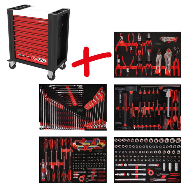 KS TOOLS Serie carrello da officina Performanceplus P10 con 279 utensili per 5 cassetti ( 810.5279 )