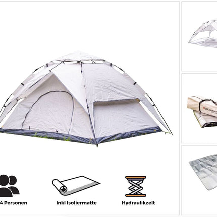 Toolbrothers  Outdoor  Camping Zelt für 2-4 Personen Kuppelzelt Hydraulikzelt Pop-Up zelt  Wasserdicht, 2000 mm Wassersäule + Isoliermatte