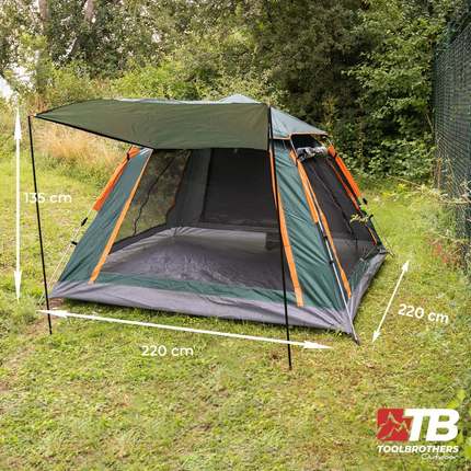 Toolbrothers Outdoort set da campeggio tenda per 2-4 persone tenda idraulica pop-up + attrezzatura da campeggio 12 pezzi