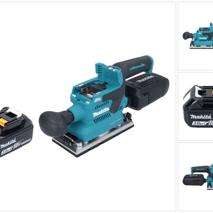 Makita DBO 382 F1 Akku Schwingschleifer 18 V 93 x 185 mm Brushless + 1x Akku 3,0 Ah - ohne Ladegerät