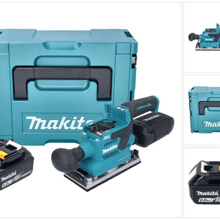 Makita DBO 382 G1J Levigatrice orbitale a batteria 18 V 93 x 185 mm brushless + 1x batteria ricaricabile 6,0 Ah + Makpac - senza caricabatteria
