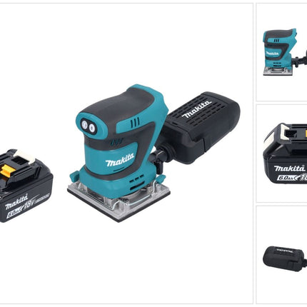 Levigatrice vibrante a batteria Makita DBO 484 G1 18 V 112 x 102 mm + 1x batteria 6,0 Ah - senza caricabatteria