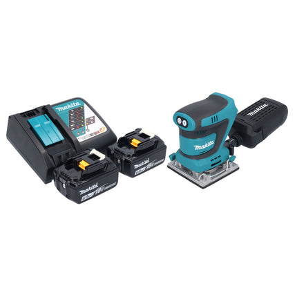 Levigatrice vibrante a batteria Makita DBO 484 RG 18 V 112 x 102 mm + 2x batteria 6,0 Ah + caricabatterie