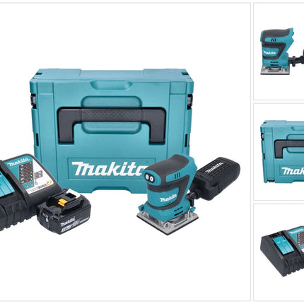 Makita DBO 484 RF1J Akku Schwingschleifer 18 V 112 x 102 mm + 1x Akku 3,0 Ah + Ladegerät + Makpac
