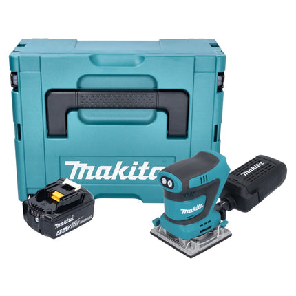 Levigatrice vibrante a batteria Makita DBO 484 M1J 18 V 112 x 102 mm + 1x batteria 4,0 Ah + Makpac - senza caricabatterie