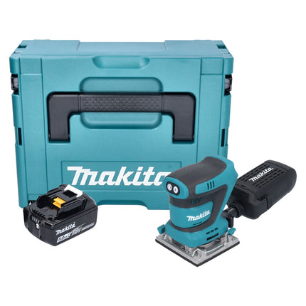 Levigatrice vibrante a batteria Makita DBO 484 T1J 18 V 112 x 102 mm + 1x batteria 5,0 Ah + Makpac - senza caricabatterie