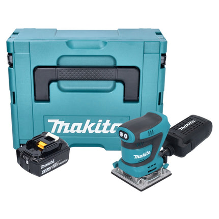 Levigatrice vibrante a batteria Makita DBO 484 G1J 18 V 112 x 102 mm + 1x batteria 6,0 Ah + Makpac - senza caricabatterie