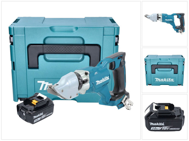 Makita DJS 200 F1J cesoie per lamiera a batteria 18 V 2,0 mm brushless + 1x batteria ricaricabile 3,0 Ah + Makpac - senza caricabatterie