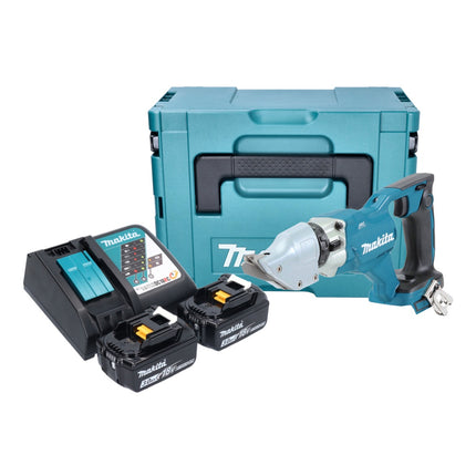 Makita DJS 200 RFJ cesoie per lamiera a batteria 18 V 2,0 mm senza spazzole + 2x batteria ricaricabile 3,0 Ah + caricabatterie + Makpac