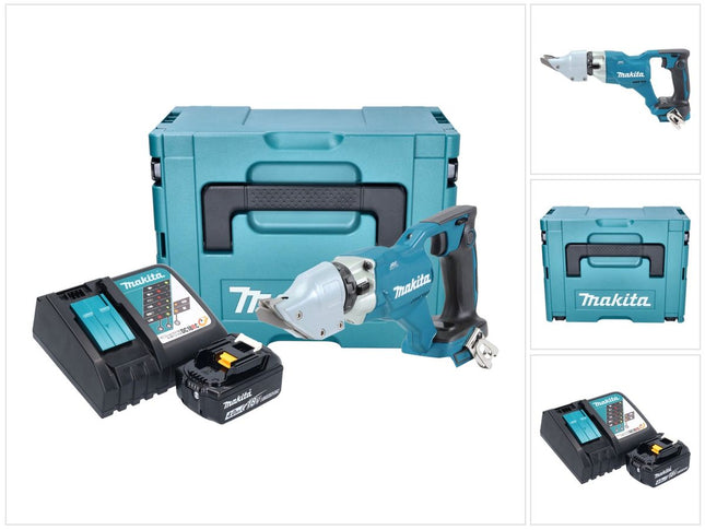 Makita DJS 200 RM1J cesoie per lamiera a batteria 18 V 2,0 mm senza spazzole + 1x batteria 4,0 Ah + caricabatterie + Makpac