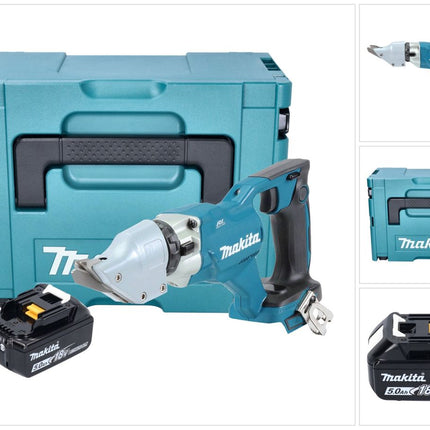 Makita DJS 200 T1J cesoia per lamiera a batteria 18 V 2,0 mm senza spazzole + 1x batteria ricaricabile 5,0 Ah + Makpac - senza caricabatterie