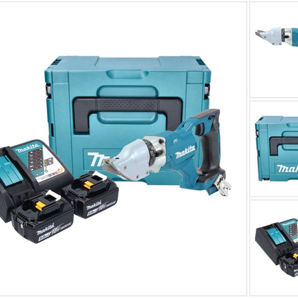 Makita DJS 200 RTJ cesoie per lamiera a batteria 18 V 2,0 mm senza spazzole + 2x batteria ricaricabile 5,0 Ah + caricabatterie + Makpac