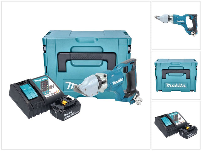 Makita DJS 200 RG1J cesoie per lamiera a batteria 18 V 2,0 mm senza spazzole + 1x batteria ricaricabile 6,0 Ah + caricabatterie + Makpac