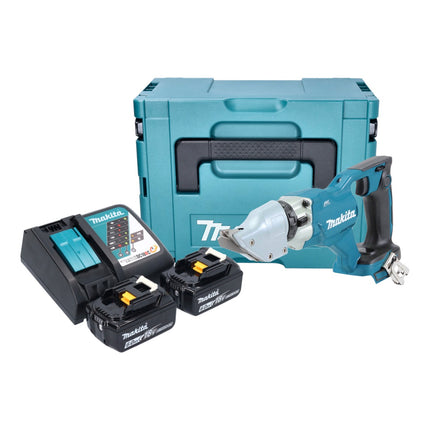 Makita DJS 200 RGJ cesoie per lamiera a batteria 18 V 2,0 mm senza spazzole + 2x batteria ricaricabile 6,0 Ah + caricabatterie + Makpac