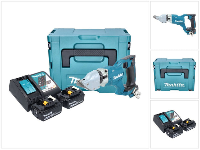 Makita DJS 200 RGJ cesoie per lamiera a batteria 18 V 2,0 mm senza spazzole + 2x batteria ricaricabile 6,0 Ah + caricabatterie + Makpac